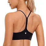 CRZ YOGA Butterluxe Womens Y Back Sports Bra - Padded Racerback Low Impact Spaghetti Thin Strap Workout Yoga Bra Black Medium