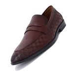 LOUIS STITCH Formal Loafer Shoes for Men| Slip-On Moccasins with Embossed Detailing | Solid Rosewood | Ideal for Business, Casual, Parties | UK012 Size |Comfortable Footwear (RGMCSQRW)