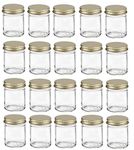 Nakpunar 20 pcs 2 oz Glass Jars with Gold Metal Lid for Creams, Spice, Honey, Jams, Shot Glasses (Gold, 20)