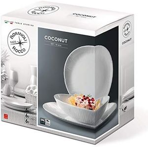 Rocco Bormioli Coconut-Servizio Piatti 18 Pezzi, Bianco