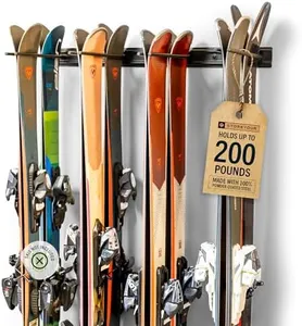StoreYourBoard Ski Rack Wall Mount – Heavy-Duty Steel Ski Wall Mount Holds Up to 8 Pairs of Skis, Space-Saving Ski Rack for Garage, Home, or Cabin – Durable Wall Storage Organizer - Holds Up to 200lb