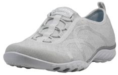 Skechers Women's Relaxed Fit Breathe Easy Fortune-Knit Slip-On White/Silver Size 7 M