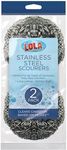 LOLA Stainless Steel Wool Scouring Pad Brand, 18 Grams - Curled Flat Wire, Cleans Caked On & Baked On Messes on Cookware, 2 Pack