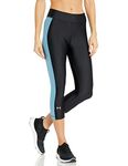 Under Armour UA Heatgear, Three Quarter Leggings Made from Ultralight Fabric, Fast-Drying Workout Leggings for Women Women, Grey (Black/Mobile Blue/Metallic Silver (008)), XS