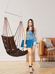 FABdon Cotton Garden Hammock Swing For Adult&Kids Hammock Hanging Jhula Indoor&Outdoor For Home|Hanging Chair For Balcony,With 150 Kgs Weight Capacity|Hammocks,Swing Chairs&Accessories(Brown)