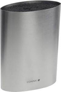 Coninx Messerblock ohne Messer - Messer Block mit Borsteneinsatz - Knife Block without Knives in Silber - Universal Messerblock unbestückt Edelstahl – Messerständer leer – Küchenmesser Aubewahrung