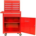 Rolling Tool Chest With Drawers,Tool Cartwith 5 Drawers,Lockable Tool Box with Wheels, Snap on Tool Chest with Drawers,Bottom Cabinet,Adjustable Shelf Organizer for Garage Warehouse Workshop (RED)