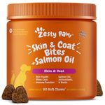 Zesty Paws Omega 3 Alaskan Fish Oil Chew Treats for Dogs - with AlaskOmega for EPA & DHA Fatty Acids - Hip & Joint Support + Skin & Coat Bacon Flavor – 90 Count