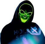 Halloween LED Skull Light Mask,Scary Glowing Grim Reaper Mask,Halloween Party Cosplay Costume Accessories - Green