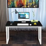 Tablewala Office Table Workstation Desk, 4 by 2, White Legs and Enginee Wood Top (Matt Black)