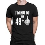 buzz shirts 50th Birthday Gift - I'm Not 50 Funny Middle Finger - Mens Organic Cotton T-Shirt Black