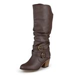 Journee Collection Womens Late Mid-Calf Boots with Round-Toe and Slouchy Detail, Dark Brown, 7, Dark Brown