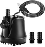 AQQA 265-800 GPH Submersible Aquarium Water Pump with Adjustable Switch, Water Removal and Drainage Sump Cleaning Pump with 2 Nozzles for Aquarium, Pond, Fish Tank, Hydroponics, Backyard (45W 660GPH)