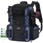 Piscifun Fishing Tackle Backpack with 4 Tackle Boxes, Rod Holders, Waterproof Rain Cover, Bottle Holder, 27L Large Storage Waterproof Fishing Tackle Bag for Fishing Gear, Camping, Black, Backpack