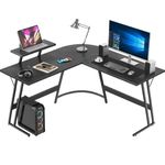 Deskio L Shaped Desk with Large Surface, Rounded Corner Desk, Office Computer Desk –Black Workstation for Home Office Gaming (51 D X 20 W X 29 H Cm) | DIY