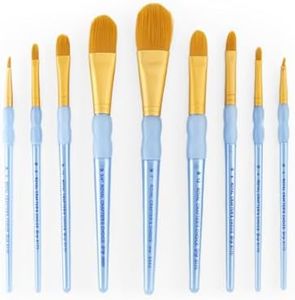 Royal and Langnickel Crafter's Choice Filbert and Wash Taklon Variety Brush Set - Gold (Pack of 9)