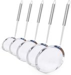 Newness Fine Mesh Strainer Set of 5 with Handle, 304 Fine Mesh Stainless Steel Colander, Wire Strainers for Kitchen, Fat Oil Strainer Skimmer Spoon, Durable Metal Multipurpose for Food, Rice, Quinoa