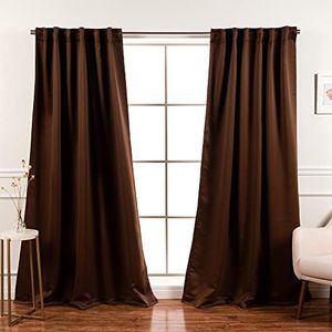Best Home Fashion Premium Blackout Curtain Panels - Solid Thermal Insulated Window Treatment Blackout Drapes for Bedroom - Back Tab & Rod Pocket – Chocolate - 52" W x 84" L - (Set of 2 Panels)
