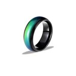 Ello Elli 8MM Comfort Fit Stainless-Steel Color Changing Mood Ring Silver/Black Tone, Stainless Steel