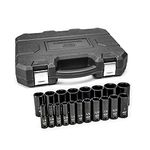 GEARWRENCH 19 Piece 1/2 Inch Drive 6 Point Impact Socket Set, Deep, SAE - 84934N