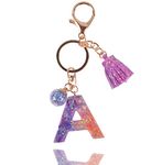 Initial Keychain Letter Alphabet Sweet Bag Charm Key Chain for Women Girl Birthday Gifts