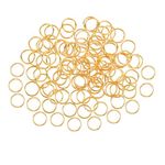 HUIHUIBAO 100 Pieces 10mm Open Jump Ring Metal Split Rings for Jewelry and Crafts Making Wind Chimes Costuming Ornaments (Gold)