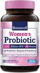 BonaFine Probiotics for Women, 100 Billion CFU 35 Strains with Organic Prebiotic, Digestive Enzyme & Cranberry for Feminine Health, Digestion & Immunity, Shelf-Stable Delayed-Release, 30 Veggie Caps