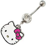 ITT Hello Kitty- Belly Bar Button Ring Piercing Jwellery White