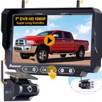 Magnetic Solar Wireless Backup Camera: 7" DVR Portable 1 Min Easy Install Scratch-Proof No Delay Truck Trailer Hitch Rear View Camera Rechargeable HD 1080P for Small RV Camper Pemacom P15