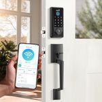 DESLOC D110 Plus Built-in Wi-Fi Smart Lock with Handle Set, Keyless Unlock in 0.2s with Fingerprint, Touchscreen Deadbolt with Visible Display, App Remote Control, Backlit, IP54 Waterproof, Auto Lock
