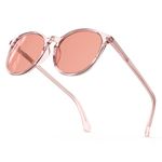 Bloomoak Rose Tinted Migraine Relief Glasses,Round Retro Blue Light Blocking Glasses, FL- Flex Light Sensitivity Glasses for Fluorescent LED Glare, Photophobia, Eye Strain