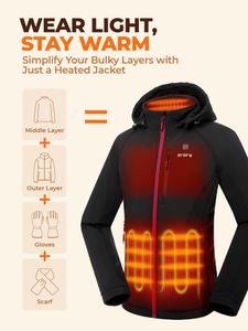 ORORO Women’s Heated Jacket, Black – XL