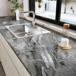 HotDecor Dark Grey Kitchen Worktop Covering 60cm X 300cm Living Room Peel and Stick Marble Wallpaper Silver Grey Vinyl Wrap for Counter Vintage Self Adhesive Wallpaper Contact Paper for Countertops