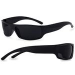 grinderPUNCH Mens Black Super Dark Sunglasses - Slim Wrap Around Gangster Style (Black)