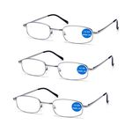 Impeccable Metal Frame and Crystal Clear Vision - Viscare 3-Pack Men Women Metal Spring Hinged Full Frame Reading Glasses Readers w/ 3 Pouches 1 Cloth +2.00