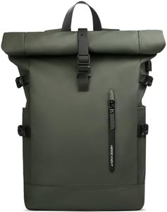 hk Roll Top Backpack Grande Zaino Laptop 15.6'' Porta USB Resistente all'acqua Antifurto Viaggio Escursionismo Campeggio College Scuola Lavoro (27L Verde)