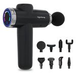 Lifelong Gun Massager for Pain Relief with 8 Massage Heads & LCD Touch Display - Battery Powered - Deep Tissue Massage with 6 Speed Settings for Percussion for Full Body (LLGM171B, Black)