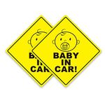 2 Pcs Reflective Baby on Board sign for Car, Reflective Kids Safety Warning Sticker, Baby on Board Signs for Car Window Cling Waterproof/Weatherproof (E)