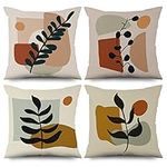 Boho Pillow Cover Modern Mid Century Decorative Pillows Covers for Couch Throw Pillow Covers 16 x 16 Geometric Pattern Plant Leaf Pillow Covers Cushion Cover Minimalist Decor (16x16)