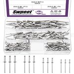 Swpeet 160Pcs 1/8" 5/32" 3/16" Large Flange All 304 Stainless Steel Blind Rivets Kit, Black Pop Rivets Open End Type Pop Rivet for Indoor and Outdoor Use