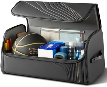 TOPABYTE Car Trunk Organizer with Lid Capacity Collapsible Bag Black, Large