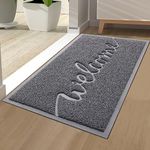 Homaxy Welcome Door Mat, Dirt Trapper Doormats Non-Slip Low Profile Durable Door Mat for Outdoor, Indoor, Entrance, Patio, Front Back Door — (44 x 76cm, Grey)