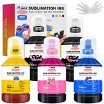 Printers Jack 700ML Sublimation Ink for EcoTank Supertank Inkjet Printer ET-2720 ET-2760 ET-2750 ET-2700 ET-3700 ET-3710 ET-3750 ET-3760 Heat Press Transfer on T-Shirt (Autofill/ICC-Free/Anti-UV)