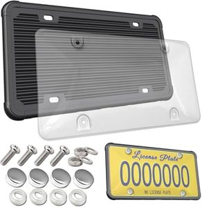 Aootf License Plate Cover and Silicone Frame Combo- Clear Bubble Novelty Plate Protector Fit Car Tag, Unbreakable Black License Plate Frame & Cover to Protect Plates, Screws, Caps