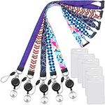 YOUOWO 5 Pack Cruise Lanyard Retractable with ID Badges Holder for Ship Card Keys lanyards with Retractable Badge Reel Clip for ID Holder Breakaway Office Neck lanyards with Reel Holder