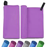 Invool Microfiber Towel, Quick Dry Lightweight Towel in 6 Colours, Super Absorbent and Fast Drying Camping Towel for Travel, Sports, Camping, Gym, Beach, Vacation (M-50cm x 100cm, Purple)