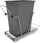 Rev-A-Shelf Pullout Trash Can for Under Kitchen Cabinets 35 Qt 12 Gallon Garbage Waste Recycling Bin with Full Extension Slides, Gray, RV-12KD-13C-S