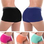 Ruxia Women's Boyshort Panties Seamless Nylon Knickers Breathable Brief Panties 5 Pack