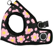 Puppia Bacopas Dog Vest Harness B (Step-in) Fashionable Flower Pattern Spring Summer Harness for Small and Medium Dogs, Black, Large