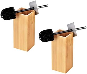 ToiletTree Products Deluxe Toilet Brush with Stainless Steel Handle and 100% Bamboo Wooden Holder (2 Pack)